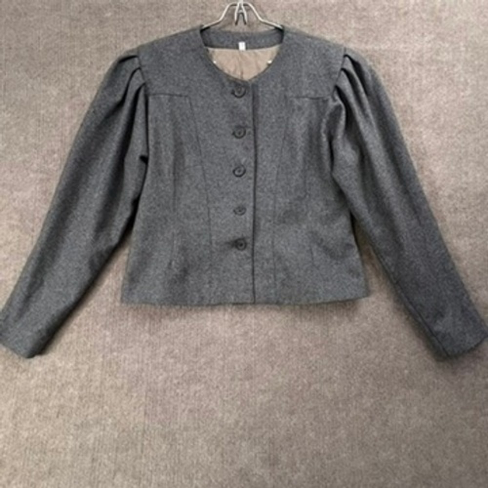 Vintage Peabody House Wool Blend Gray Blazer Jacket‎ Womens Size 13/14